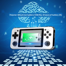 RG351P Handheld Game Console, Retro Game Console Open Linux Tony System RK3326 Chip 64G TF Card 2500 Classic Games 3.5 Inch IPS Screen 3500mAh Battery (White New)