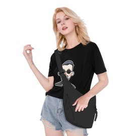 Prizmxed Women's Crossbody Bag, Large Moon Bag, Large Capacity, Adjustable Shoulder Straps, Simple and Versatile Design, deep black