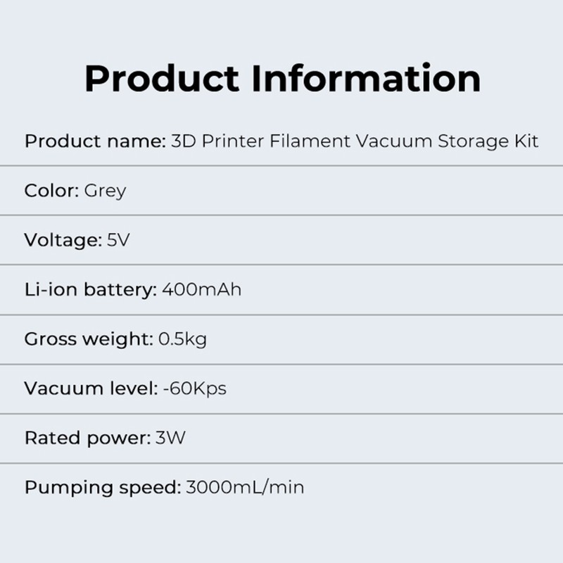 Creality 3D Printer Filament Electric Pump and Compression Storage Bag