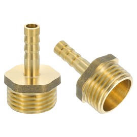 sourcing map 2 Pcs Brass Hose Barb Fitting, 1/4" Barb x G 1/2 Male Brass Barb Pipe Fitting Adapter with Tape for Connect Pipes Mechanical Devices Plumbing Equipment