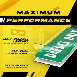 Diesel Sticker for Fuel Tank - Weatherproof Diesel Only Sticker - Fuel Labels for Storage Tanks, Trucks, Tractors, Heavy Equipment by Fuel Stickers - USA Made (6x2 inch), 10 Labels