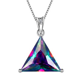 Aurora Tears Triangle Necklaces/Stud Earrings Mystic Rainbow Topaz 925 Sterling Splitter Geometric Minimalist Pendant/Earrings Jewellery for Men and Women, Crystal, Topaz