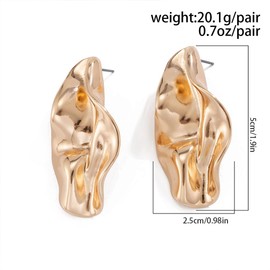 Vintage Statement Gold Liquid Metal Earrings for Women Trendy, Dainty Stylish Chunky Silver Irregular Geometric Stud Earring Prom Party Jewelry Gifts (Gold)