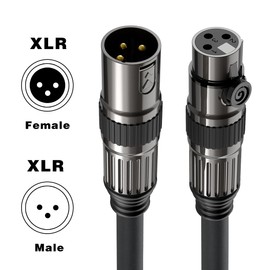 FORE 13 Feet 2-Pack XLR to XLR Cables, XLR Microphone Cable, Oxygen-Free Copper (OFC) XLR Male to Female Cord, Mic Cord, XLR Speaker Cables,Color Gunmetal Grey & Black - 2 Pack 13 Feet