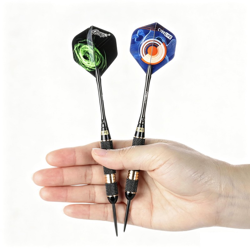 CyeeLife Steel Darts Set 30g Brass Barrels with Shafts Flights