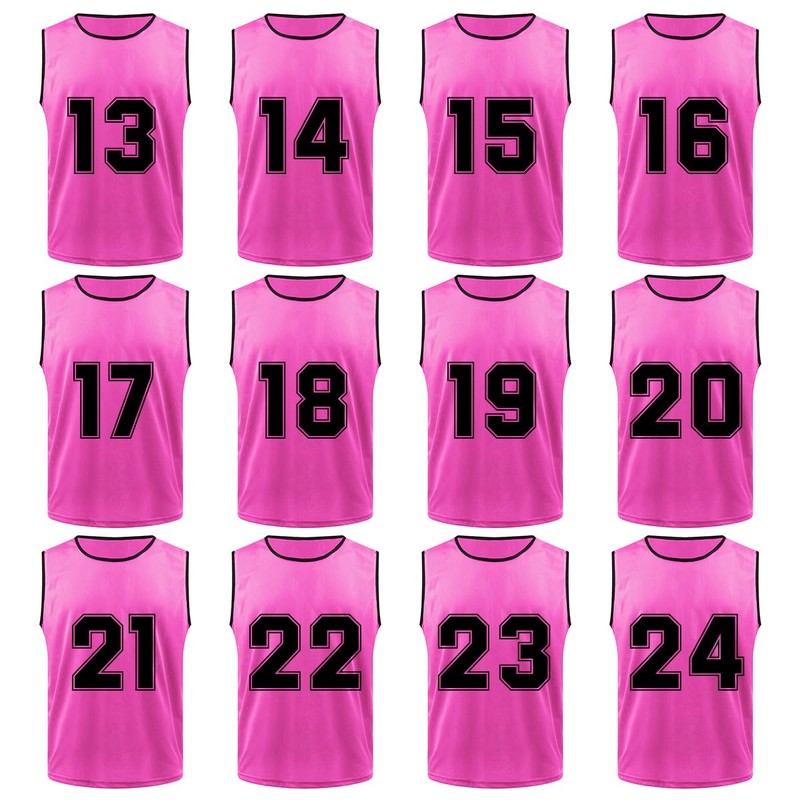 TopTie 12-Pack Numbered Scrimmage Pinnies Sports Vests Team Practice Mesh