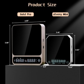 IKAPE Digital Coffee Scale, Premium Aluminium Espresso Scales with Timer, 2kg/0.1g High Precision Rechargeable Drip Espresso Scale with Tare Function, LED Display(Gold)