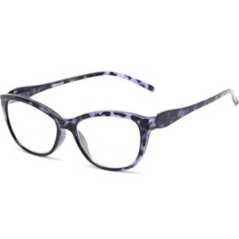 Pink Ribbon Shades The Diana Bifocal Reader, Cat-Eye Reading Glasses, Plastic Cat Eye Cheaters for Women + 1.25 Purple Tortoise