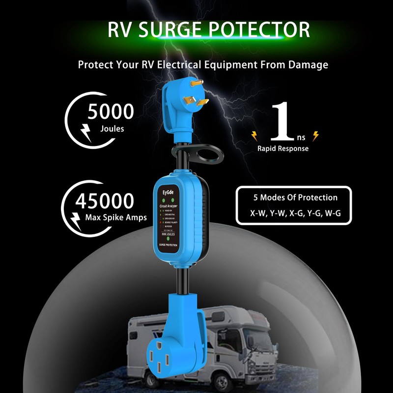 EyGde 30 Amp to 50 Amp RV Adapter with Surge