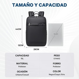 Mochila para Laptop ARCTIC HUNTER B00872, Slim 16L Impermeable para Hombre y Mujer, Ligera con Múltiples Bolsillos, Mochila de Negocios para Oficina, Universidad y Viaje Diario