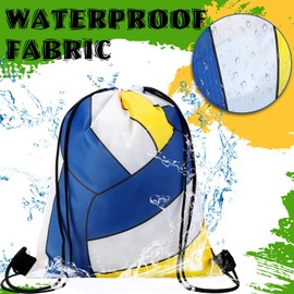 Dansydaisy 12 Pcs Small Volleyball Drawstring Bags String Backpack Bulk Gift Bags Party Favors Cinch Bags for Volleyball Team (Blue, Yellow, White)