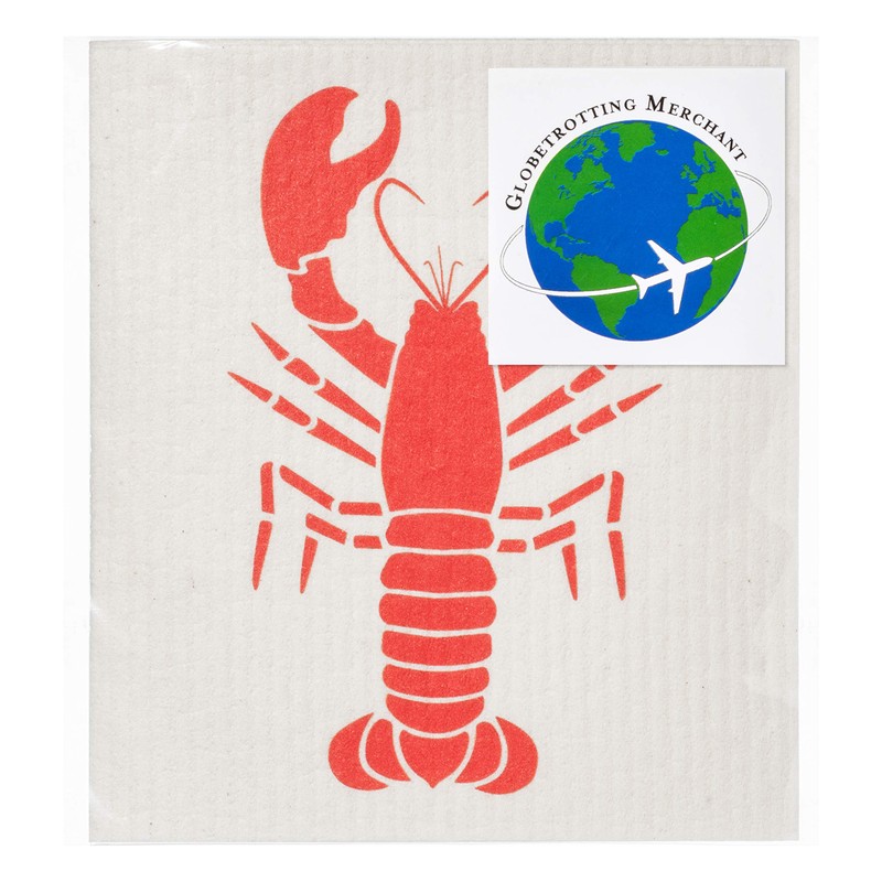 Globetrotting Merchant Swedish Dishcloths 2 Pack (Lobster Print) Eco Friendly,