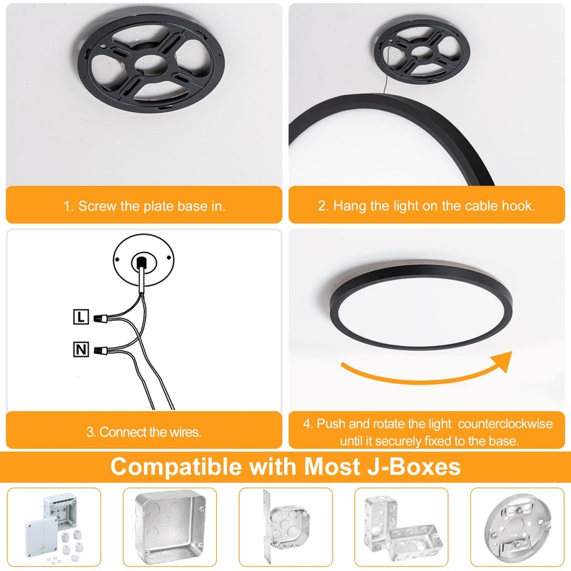 Bargeni LED Flush Mount Ceiling Light,12 inch Ceiling Light Fixture