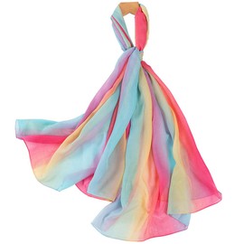 Nuofengkudu Ladies Rainbow Long Scarves Chiffon Scarfs Soft Lightweight Thin Shawls Hair Wraps Holiday Travel Party All Seasons(Green,One Size)