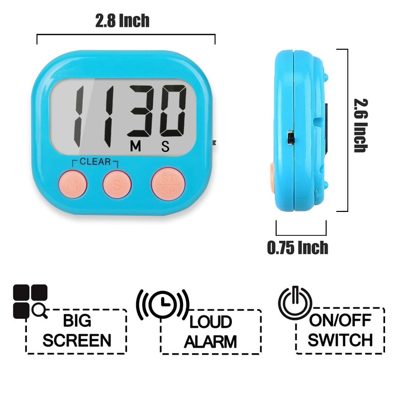 2 Pack Kitchen Timers Loud Ring Digital Timers for Cooking