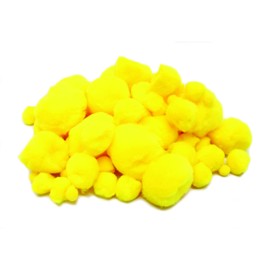 Bright Ideas Colour Pompoms. Yellow in Assorted Sizes, 7mm to 38mm. Pack of 100 Acrylic Pompoms for Kids Crafts and for DIY Creative Crafts Decorations. Ideal for Easter and Spring Decorations.BI8026.