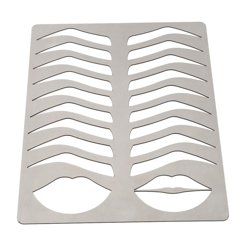 Sonew Eyebrow Lip Stencil, Brushed Silver, Thickened, Stainless Steel, Reusable