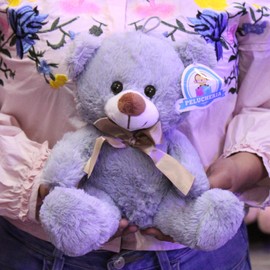 PELUCHERIA| Oso de Peluche Teo. Osito de Peluche con moño. Animales de Peluche Suave, Esponjoso y Resistente. Tam: 25 cm. Elaborado en poliéster. (Gris)