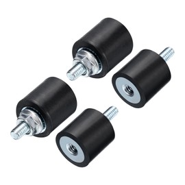 QUARKZMAN Pack of 4 M4 x 10 mm Rubber Buffer with Threaded Bolts 15 x 15 mm Male Female Vibration Damper Galvanised Cylindrical Threaded Bolts with 4 Pieces M4 Locking Nuts