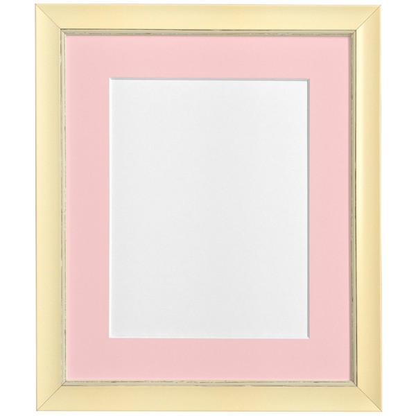 FRAMES BY POST Nordic Distressed Cream Photo Frame with Pink Mount 14"x8" Pic Size 10"x4\