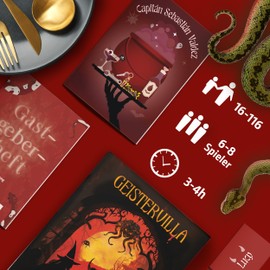 MORD bei Tisch Crime Dinner for Home - 6 to 8 People - The Ghost Villa Fall - The Crime Game from 16 Years - Ideal as a Crime Dinner for a Murderous Dinner Party
