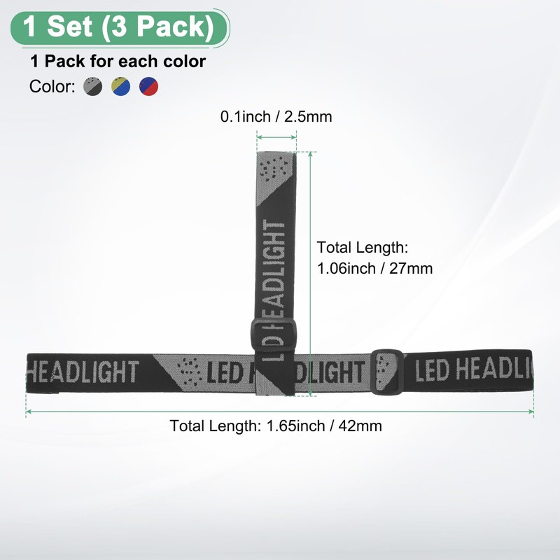 M METERXITY 3-Pack Headlamp Strap Replacement Headband, High Elastic Headlamp