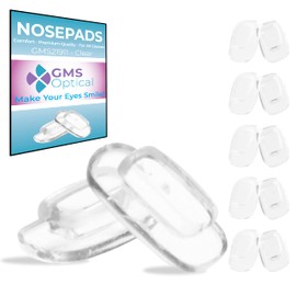 GMS Optical Premium Grade Soft Silicone - Rectangle Shaped Nose Pads (Slide/Push-in) 11MM (5 Pair, Rectangle - Clear (11mm))