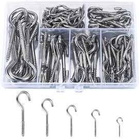 SZSLMY Pack of 115 Screw Hooks, Stainless Steel Ceiling Hooks, Cup Hook Screws with Wood Thread, Screw Hooks, Hooks for Screwing Metal for Hanging, for Hanging Plants, Tea Cups, Keys