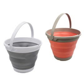 SAMMART 10L (2.6 Gallon) Collapsible Plastic Bucket (Grey & Quartz Pink, 2)