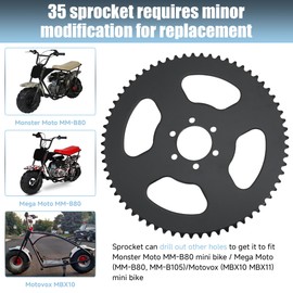 CILOYU 35 Chain 140 Links + Mini Bike Rear Sprocket 65 Tooth Replacement for Coleman CT100U CC100X Baja Doodle Bug DB30 Blitz Dirt Bug Racer Predator 79cc 97cc 98cc 100cc Mini Bike Go Kart Parts