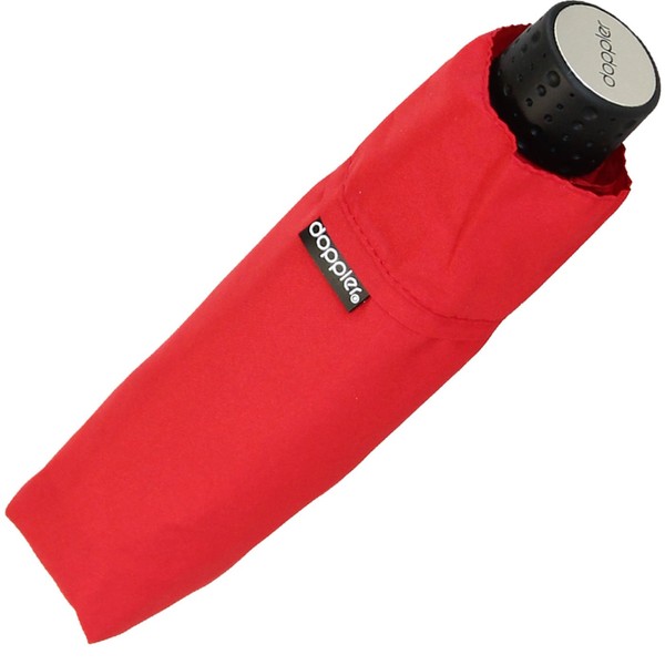 Doppler Mini Pocket Umbrella Havana Stick Stormproof Plain Red, red,