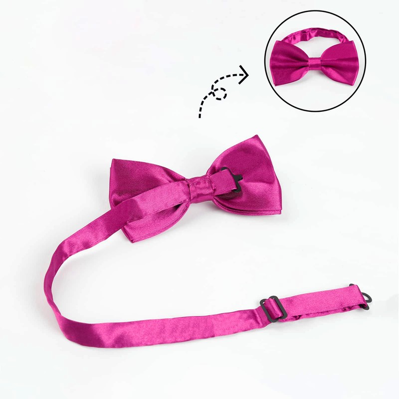 Alizeal Mens Adjustable Pre-tied Solid Bow Tie, Magenta