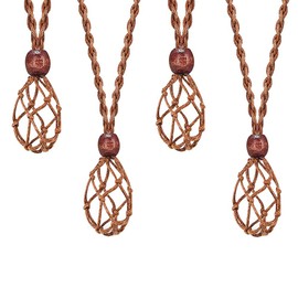 Colrid Pack of 4 Empty Stone Holder Crystal Stone Holder, Quartz Crystal Stone Necklace Cord, Crystal Necklace Holder, for Crystals, Stone Necklace Cord, DIY Jewellery, 90 cm (Black), Wax rope