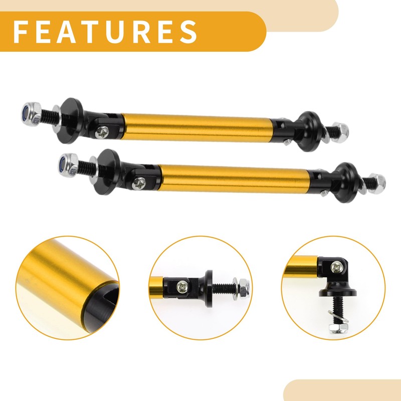 Partuto 2pcs 75mm/2.95in Car Splitter Support Rods Adjustable Front Rear