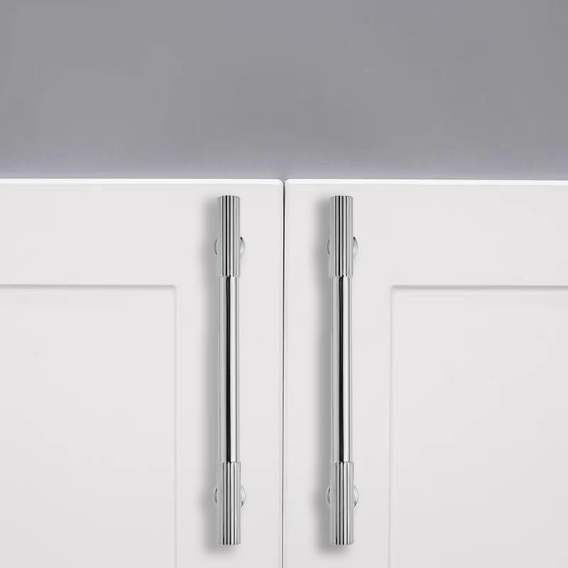 ZAUYX 10-Pack 8 Inch Hole Center Polished Chrome Cabinet Pulls