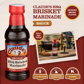Claude's Original BBQ Brisket Marinade Sauce (Pack of 6, 16 oz) – Smoky Texas Barbecue Sauce – Tenderizing, Gluten Free - All-Natural BBQ Sauce for large cuts of meat, brisket, chuck roast, pork shoulder, leg of lamb. Or Ribs, Chicken & Steak
