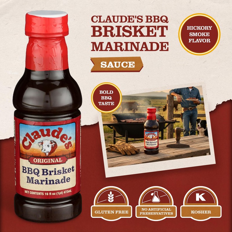 Claude's Original BBQ Brisket Marinade Sauce (Pack of 6, 16