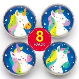 Baker Ross AR578 Rainbow Unicorn Glitter Jet Balls, Perfect for Children to Play with Alone or With Friends, Ideal for Outdoor or Indoor Use (Pack of 8)