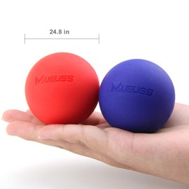 MUEUSS Massage Ball Massage Lacrosse Balls Physical Massage Therapy Ball for Deep Tissue, Trigger Point, Muscle Knot, Yoga & Myofascial Release 2 Packs, Dark-blue & Red