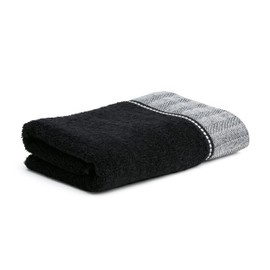 möve Brooklyn Plain Hand Towel with Herringbone Border 50 x 100 cm 85% Cotton / 10% Viscose from Bamboo Pulp / 5% Linen Black