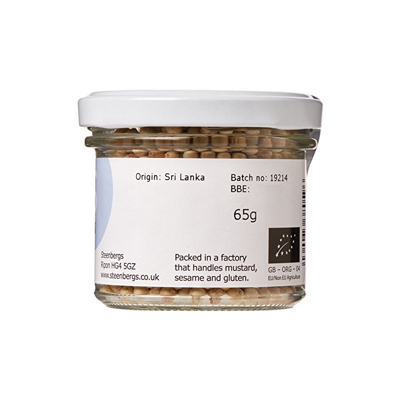 Steenbergs Organic White Peppercorns Standard Glass Jar - 65g