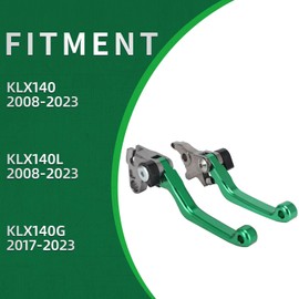 IUVWISN Motorcycle Brake Clutch Lever Pivot Levers Set Adjustable CNC for KLX 140 KLX140 08-21 KLX300R 20-24 KLX140L 08-20 KLX140G 2017-2020 KLX140R KLX140RF 2021-2024 Dirt Pit Bike Green