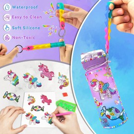 Felly Gifts for Girls DIY Drinking Bottle, Unicorn Drinking Bottle 5 6 7 8 9 10 Years, Drinking Bottle Craft Set Children DIY Water Bottle Craft Diamond Painting Birthday Toy