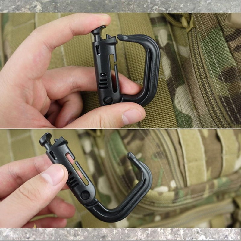 AIMALL 2pcs Tactical Carabiner Hook D-Ring Clip for Military Backpack