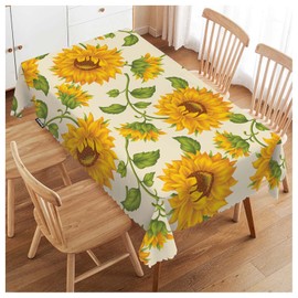 Swono Sunflowers Yellow Table Cover Beautiful Garden Sunflower 50x72 Inch Table Cloth for Rectangle Tables Buffet Tablecloth Parties Coffee BBQ Kitchen Dinning Picnic
