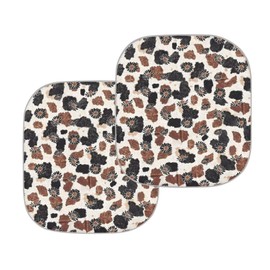 Glomenade Brown Cow Floral Print 2 Piece Windshield Sun Shade, Auto Accessories Sunshade Cover for Vehicle SUV Truck