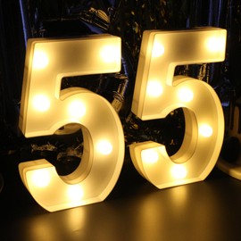 55th Birthday Decorations for Women, 55th Party Decor for Men, Light Up Numbers 55 Centerpieces Table Sign, 55 Birthday Supplies Gifts for Her & Him