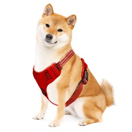 SK Depot® Dog Harness Medium Chest 19.1"-29.3" No-Pull Pet Harness with Leash Clips, Adjustable Soft Padded Dog Vest Harness, No Choke Pet Oxford Vest Easy Control Handle for Medium Dogs (M, Red)