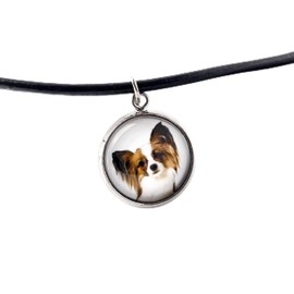Art-Dog Art dog collar with dog photo, handmade collar with strap, anti-allegrhine pendant without nickel, length 50 cm, diameter of the photo 14 mm, Non-precious metal
