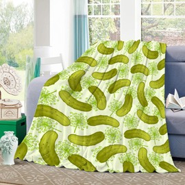 Newhomestyle Dill Pickles Throw Blanket Soft Warm Cozy Lightweight Decorative Blanket for Couch, Bed, Sofa, Travel 60x80 inch